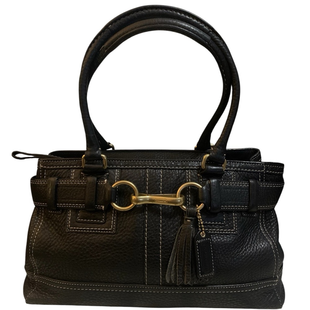 Coach Hampton Pebbled Leather Satchel black